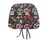 MNVTSKOP Day of The Dead Floral Skull Patterns Headrest Covers for Cars Universal Anti-Dirty Car Head Rest Protector Easy to Install Durable Breathable Vehicle Accessories for Auto Trucks SUVs