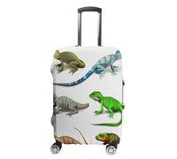 MNVTSKOP Different Types of Lizard Luggage Covers Scratch-Resistant Washable Suitcase Cover Polyester Elastic Travel Baggage Protector for Suitcase Protector Cover, White, S
