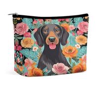 MNVTSKOP Dog Floral Cosmetic Bag Large Capacity Travel Makeup Bag Trendy Portable Toiletry Bag for Women