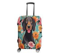 MNVTSKOP Dog Floral Luggage Covers Scratch-Resistant Washable Suitcase Cover Polyester Elastic Travel Baggage Protector for Suitcase Protector Cover, White, M