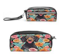 MNVTSKOP Dog Floral Makeup Bag Small Cosmetic Travel Case Portable Stationery Organizer for Women Teacher
