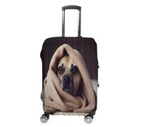 MNVTSKOP Dog in A Blanket Luggage Covers Scratch-Resistant Washable Suitcase Cover Polyester Elastic Travel Baggage Protector for Suitcase Protector Cover, White, XL