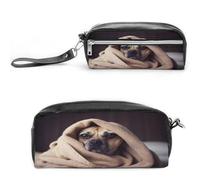 MNVTSKOP Dog in A Blanket Makeup Bag Small Cosmetic Travel Case Portable Stationery Organizer for Women Teacher