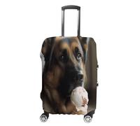 MNVTSKOP Dog Who Likes Ice Cream Luggage Covers Scratch-Resistant Washable Suitcase Cover Polyester Elastic Travel Baggage Protector for Suitcase Protector Cover, White, L