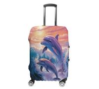 MNVTSKOP Dolphins Art Luggage Covers Scratch-Resistant Washable Suitcase Cover Polyester Elastic Travel Baggage Protector for Suitcase Protector Cover, White, S