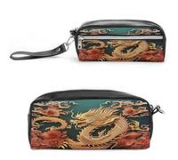 MNVTSKOP Dragon Chinese Background Makeup Bag Small Cosmetic Travel Case Portable Stationery Organizer for Women Teacher