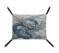 MNVTSKOP Dragon Pattern Pet Hammock Breathable Cat Hanging Hammock with Adjustable Straps and Metal Hooks Plush Small Animal Soft Hideout Bed for Indoor and Outdoor