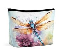 MNVTSKOP Dragonfly Watercolor Painting Cosmetic Bag Large Capacity Travel Makeup Bag Trendy Portable Toiletry Bag for Women