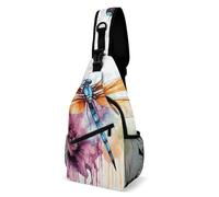 MNVTSKOP Dragonfly Watercolor Painting Sling Backpack Travel Crossbody Shoulder Bag Adjustable Chest Pack for Women Men