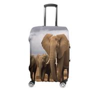 MNVTSKOP Elephant Family Luggage Covers Scratch-Resistant Washable Suitcase Cover Polyester Elastic Travel Baggage Protector for Suitcase Protector Cover, White, L