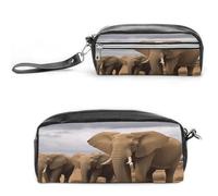 MNVTSKOP Elephant Family Makeup Bag Small Cosmetic Travel Case Portable Stationery Organizer for Women Teacher