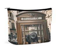 MNVTSKOP England UK Retro London Telephone Cosmetic Bag Large Capacity Travel Makeup Bag Trendy Portable Toiletry Bag for Women