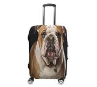 MNVTSKOP English Bulldog Luggage Covers Scratch-Resistant Washable Suitcase Cover Polyester Elastic Travel Baggage Protector for Suitcase Protector Cover, White, XL