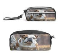 MNVTSKOP English Bulldogs Makeup Bag Small Cosmetic Travel Case Portable Stationery Organizer for Women Teacher