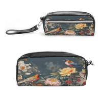 MNVTSKOP Flowers Birds Makeup Bag Small Cosmetic Travel Case Portable Stationery Organizer for Women Teacher