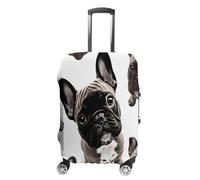 MNVTSKOP French Bulldog Luggage Covers Scratch-Resistant Washable Suitcase Cover Polyester Elastic Travel Baggage Protector for Suitcase Protector Cover, White, L