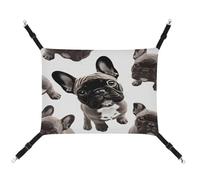 MNVTSKOP French Bulldog Pet Hammock Breathable Cat Hanging Hammock with Adjustable Straps and Metal Hooks Plush Small Animal Soft Hideout Bed for Indoor and Outdoor