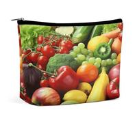 MNVTSKOP Fresh Vegetables Fruits Cosmetic Bag Large Capacity Travel Makeup Bag Trendy Portable Toiletry Bag for Women