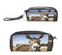 MNVTSKOP Funny Donkey Makeup Bag Small Cosmetic Travel Case Portable Stationery Organizer for Women Teacher
