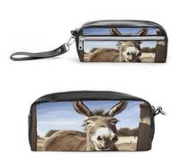 MNVTSKOP Funny Donkey Makeup Bag Small Cosmetic Travel Case Portable Stationery Organizer for Women Teacher