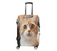 MNVTSKOP Funny Pet Cat Luggage Covers Scratch-Resistant Washable Suitcase Cover Polyester Elastic Travel Baggage Protector for Suitcase Protector Cover, White, XL