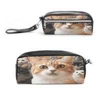 MNVTSKOP Funny Pet Cat Makeup Bag Small Cosmetic Travel Case Portable Stationery Organizer for Women Teacher