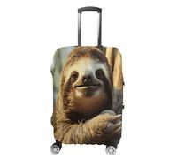 MNVTSKOP Funny Sloth Luggage Covers Scratch-Resistant Washable Suitcase Cover Polyester Elastic Travel Baggage Protector for Suitcase Protector Cover, White, S