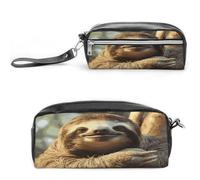 MNVTSKOP Funny Sloth Makeup Bag Small Cosmetic Travel Case Portable Stationery Organizer for Women Teacher