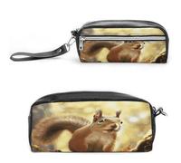 MNVTSKOP Funny Squirrel Makeup Bag Small Cosmetic Travel Case Portable Stationery Organizer for Women Teacher
