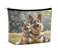 MNVTSKOP German Shepherd Dogs Cosmetic Bag Large Capacity Travel Makeup Bag Trendy Portable Toiletry Bag for Women