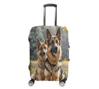 MNVTSKOP German Shepherd Dogs Luggage Covers Scratch-Resistant Washable Suitcase Cover Polyester Elastic Travel Baggage Protector for Suitcase Protector Cover, White, XL