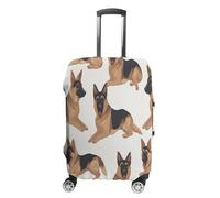 MNVTSKOP German Shepherd Luggage Covers Scratch-Resistant Washable Suitcase Cover Polyester Elastic Travel Baggage Protector for Suitcase Protector Cover, White, S