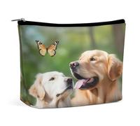 MNVTSKOP Golden Dog with Butterfly Cosmetic Bag Large Capacity Travel Makeup Bag Trendy Portable Toiletry Bag for Women