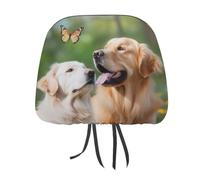MNVTSKOP Golden Dog with Butterfly Headrest Covers for Cars Universal Anti-Dirty Car Head Rest Protector Easy to Install Durable Breathable Vehicle Accessories for Auto Trucks SUVs