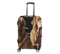 MNVTSKOP Golden Retrievers Luggage Covers Scratch-Resistant Washable Suitcase Cover Polyester Elastic Travel Baggage Protector for Suitcase Protector Cover, White, S