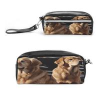 MNVTSKOP Golden Retrievers Makeup Bag Small Cosmetic Travel Case Portable Stationery Organizer for Women Teacher