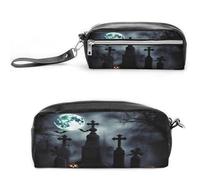 MNVTSKOP Gothic Happy Halloween Makeup Bag Small Cosmetic Travel Case Portable Stationery Organizer for Women Teacher