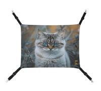 MNVTSKOP Gray and White Cat Pet Hammock Breathable Cat Hanging Hammock with Adjustable Straps and Metal Hooks Plush Small Animal Soft Hideout Bed for Indoor and Outdoor