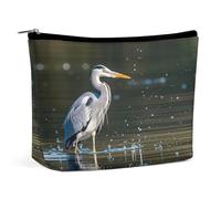 MNVTSKOP Gray Heron Print in Water Cosmetic Bag Large Capacity Travel Makeup Bag Trendy Portable Toiletry Bag for Women