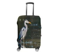 MNVTSKOP Gray Heron Print in Water Luggage Covers Scratch-Resistant Washable Suitcase Cover Polyester Elastic Travel Baggage Protector for Suitcase Protector Cover, White, XL