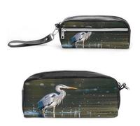 MNVTSKOP Gray Heron Print in Water Makeup Bag Small Cosmetic Travel Case Portable Stationery Organizer for Women Teacher