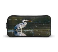 MNVTSKOP Gray Heron Print in Water Pencil Case Large Capacity Pencil Pouch Office Pencil Bag for Men Women Desk Organizer