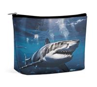 MNVTSKOP Great White Shark Cosmetic Bag Large Capacity Travel Makeup Bag Trendy Portable Toiletry Bag for Women