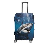 MNVTSKOP Great White Shark Luggage Covers Scratch-Resistant Washable Suitcase Cover Polyester Elastic Travel Baggage Protector for Suitcase Protector Cover, White, L
