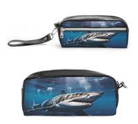 MNVTSKOP Great White Shark Makeup Bag Small Cosmetic Travel Case Portable Stationery Organizer for Women Teacher
