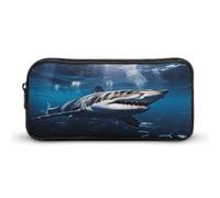 MNVTSKOP Great White Shark Pencil Case Large Capacity Pencil Pouch Office Pencil Bag for Men Women Desk Organizer