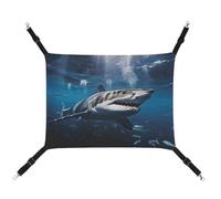 MNVTSKOP Great White Shark Pet Hammock Breathable Cat Hanging Hammock with Adjustable Straps and Metal Hooks Plush Small Animal Soft Hideout Bed for Indoor and Outdoor