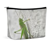 MNVTSKOP Green Grasshopper Image Cosmetic Bag Large Capacity Travel Makeup Bag Trendy Portable Toiletry Bag for Women