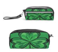 MNVTSKOP Green Shamrock Makeup Bag Small Cosmetic Travel Case Portable Stationery Organizer for Women Teacher