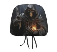MNVTSKOP Grim Reaper Headrest Covers for Cars Universal Anti-Dirty Car Head Rest Protector Easy to Install Durable Breathable Vehicle Accessories for Auto Trucks SUVs